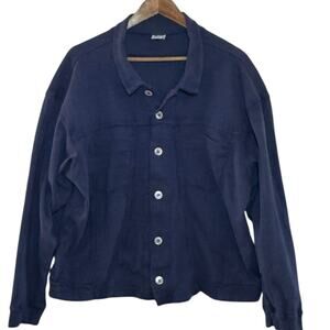 CP Shades 100% Cotton Navy Blue Size Large Button Front Lightweight Jacket